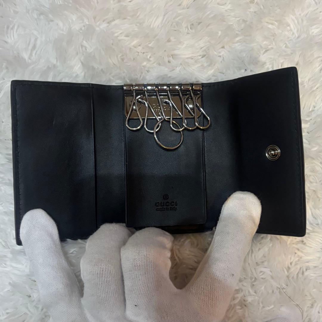 付属品付き 美品 GUCCI グッチ シマ キーケース 6連138093 黒
