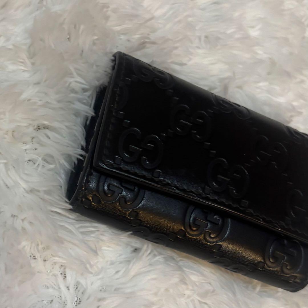 付属品付き 美品 GUCCI グッチ シマ キーケース 6連138093 黒