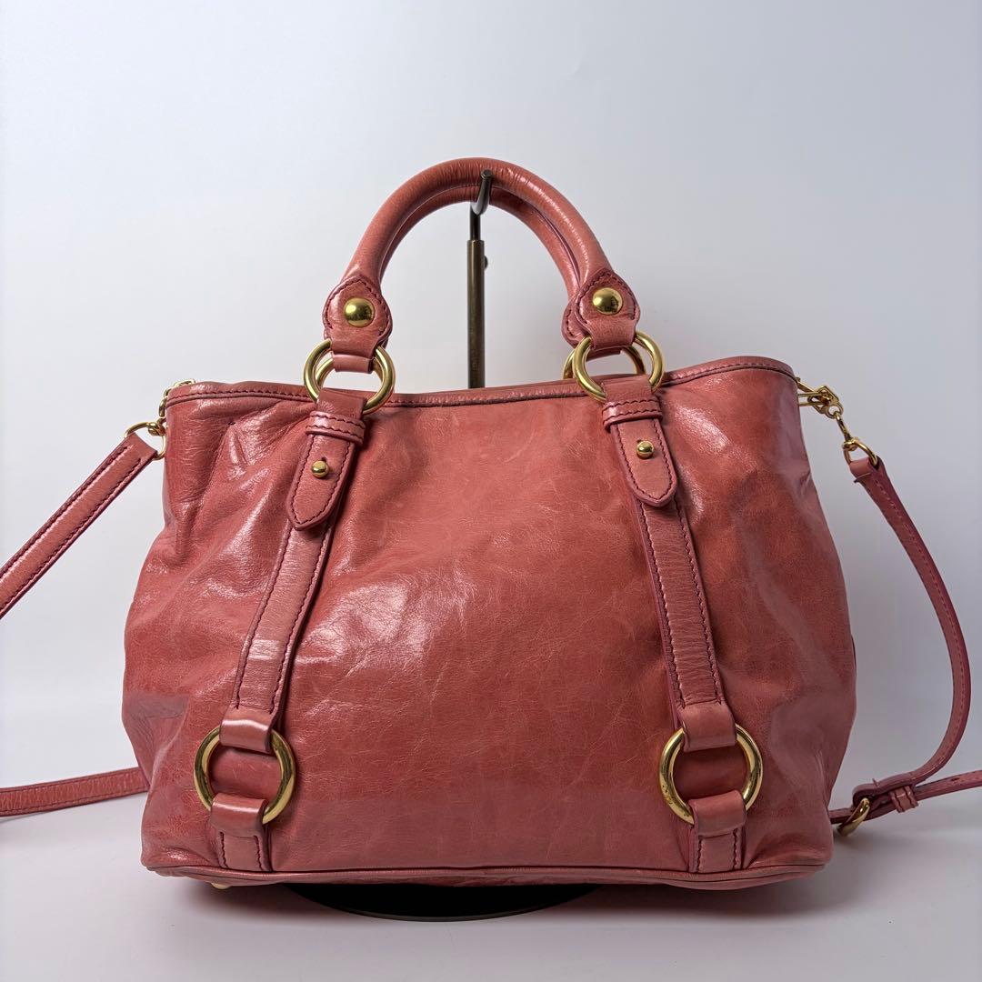 miumiu ミュウミュウ　レザー　2way　ハンドバック ショルダー　ピンク