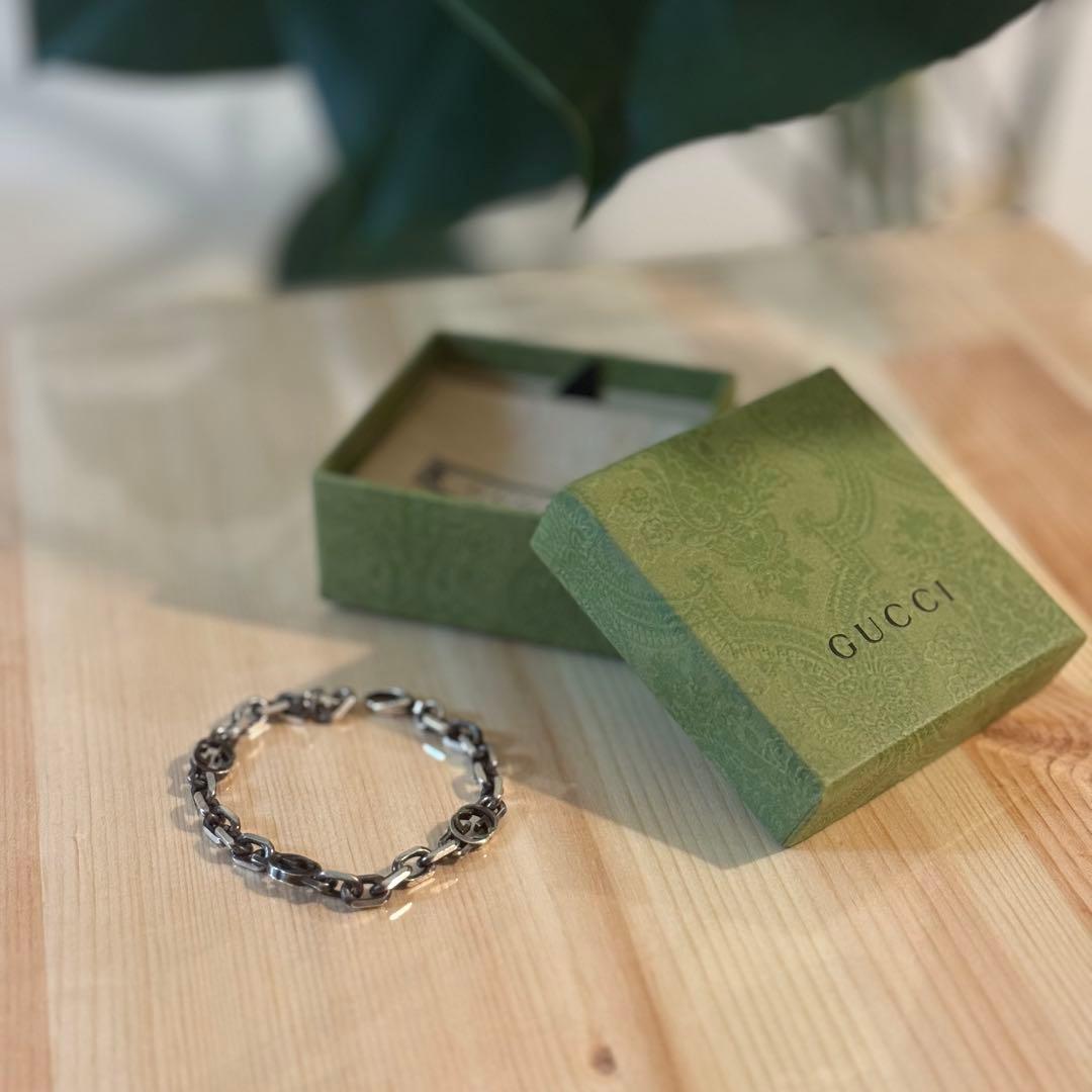 GUCCI インターロッキングG チェーンブレスレット シルバー 18cm