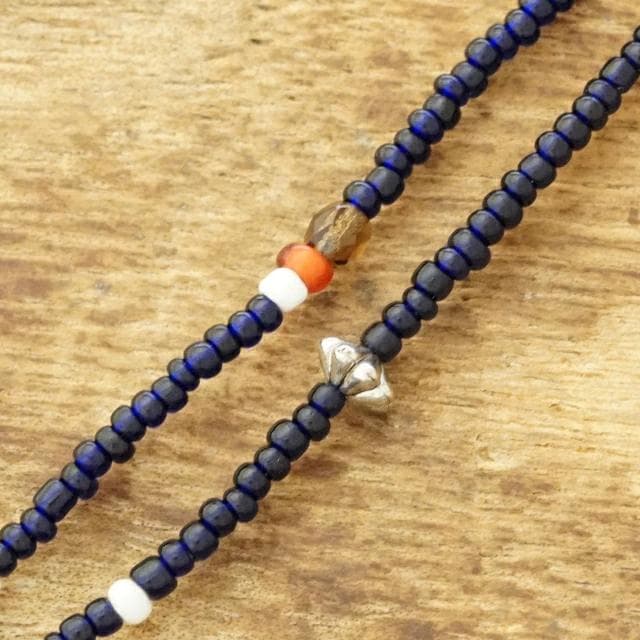 新品 NORTH WORKS オールド ホワイトハーツ ビーズ ネックレス 青