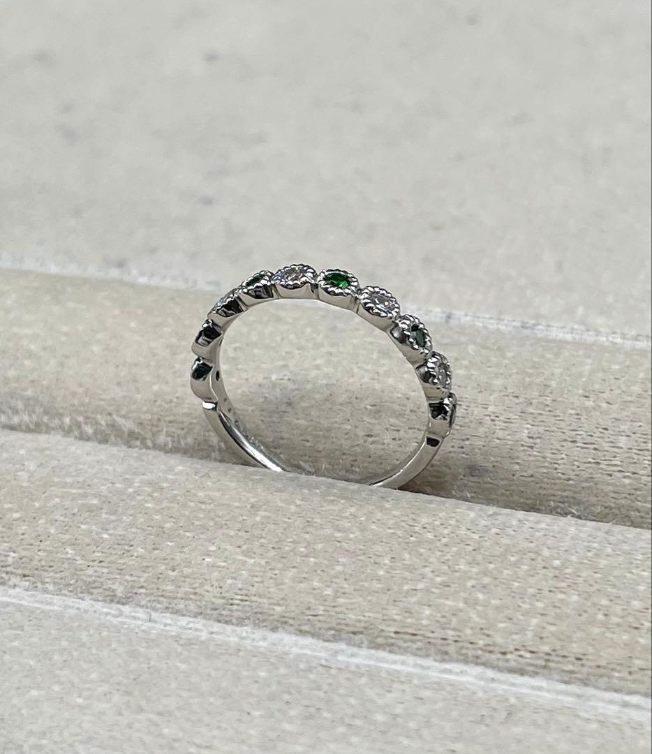 JL62★高級 デマントイドガーネット ダイヤ pt エタニティリング 鑑付