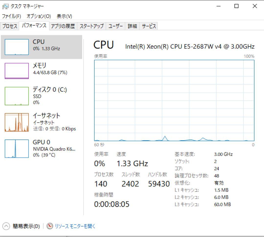Windowsデスクトップ DELL Xeon E5-2687W v4/64GB/256GB SSD