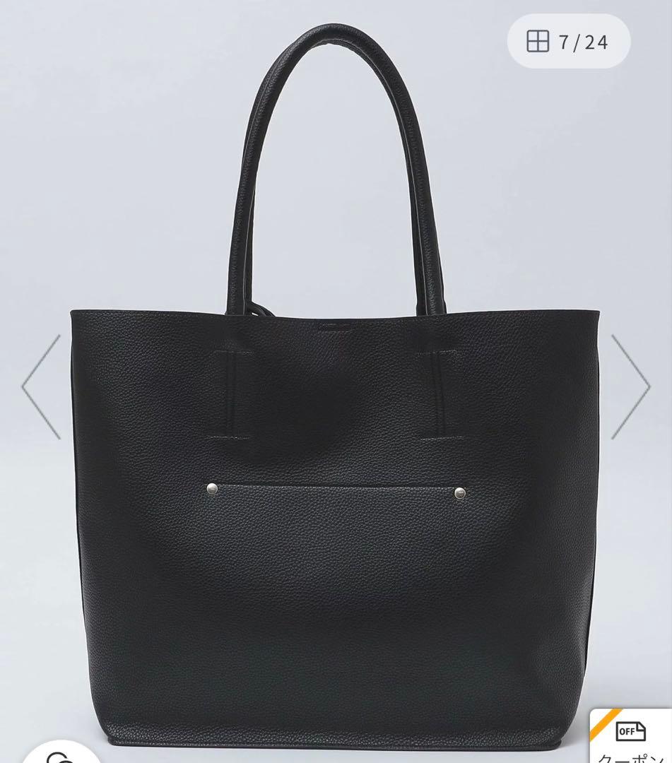 【WEB限定】SHIPS: 合成皮革 ビズ トート バッグ　クラッチバッグ付き