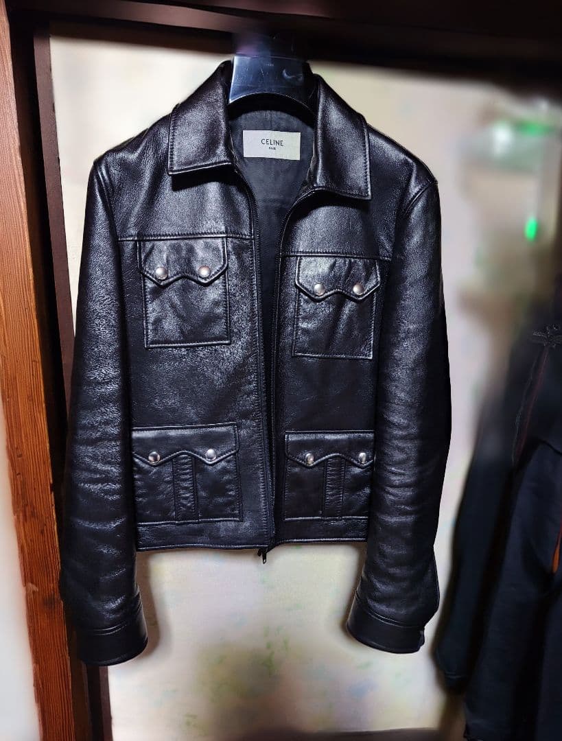 Celineセリーヌ24ss 4ポケットレザージャケット　４４