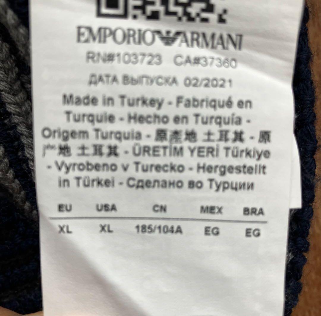 極暖 ENPORIO ARMANIストライプ ハーフジップセーター XL