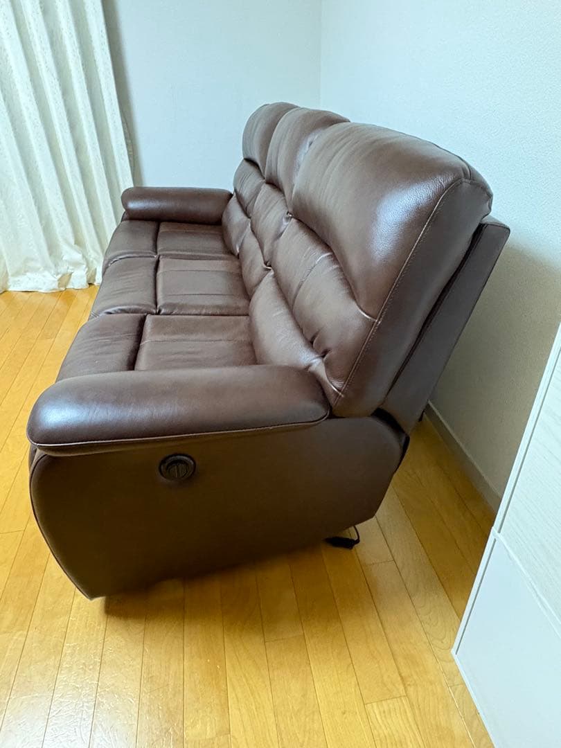 ブラウン 3人掛けリクライニングソファ