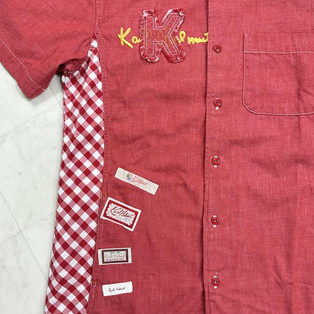 〈新品〉Karl Helmut 【M】ロゴアップリケ付きデニム×ギンガムシャツ