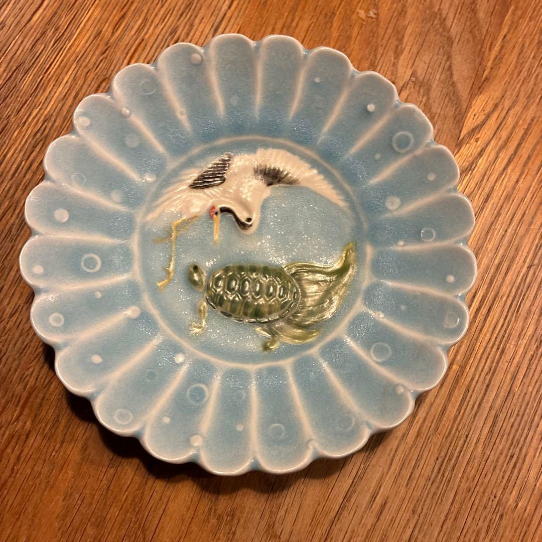 うつわやみたす　亀鶴小皿　2枚セット　バラ売り可