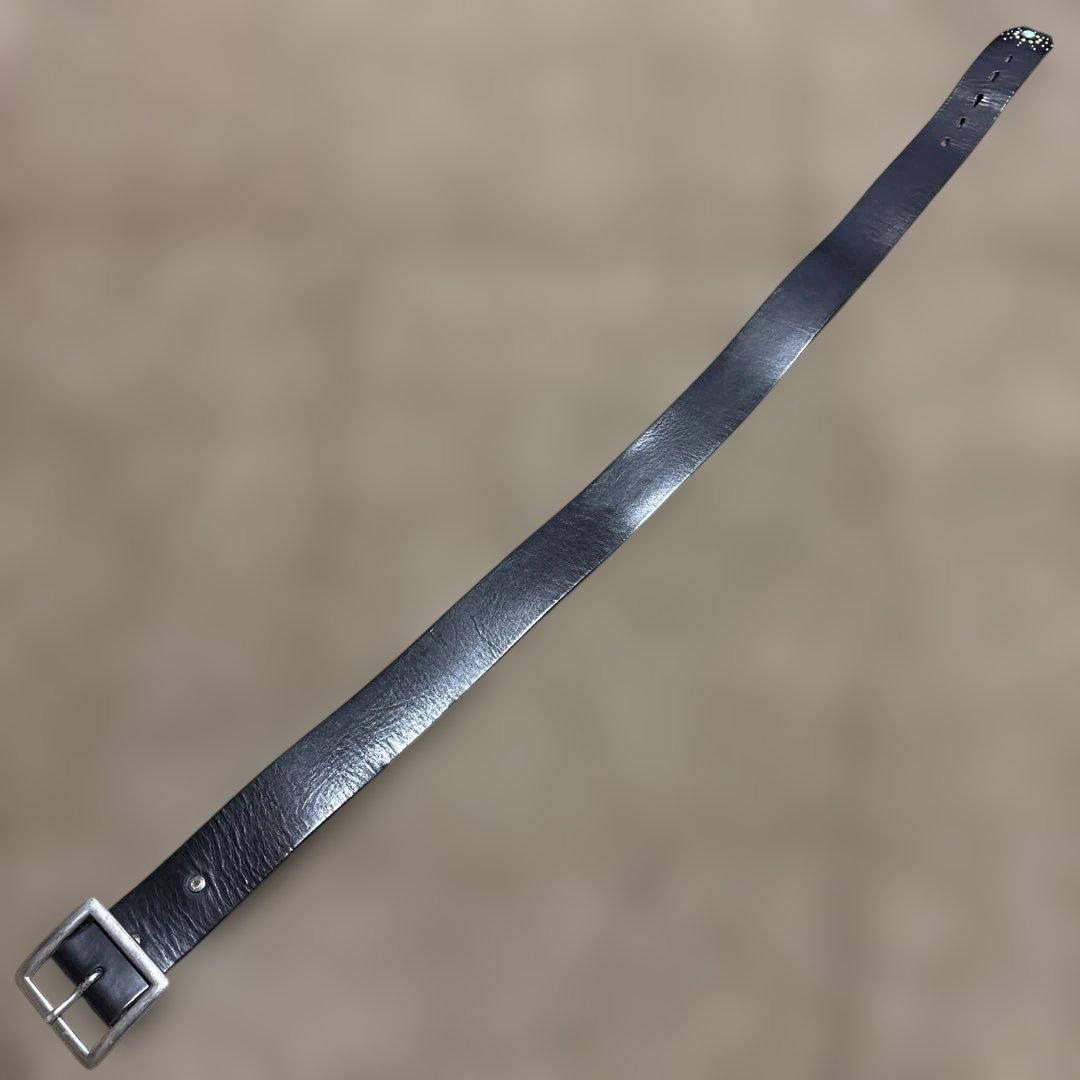 34inch HTC ターコイズ　エンドオンリー　レザースタッズベルト