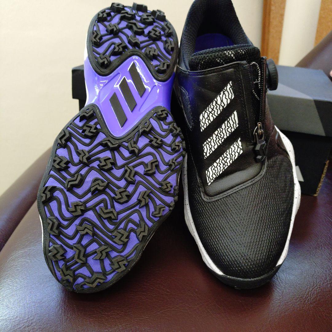 adidas ゴルフシューズ 女性用 ブラック/ホワイト/パープル