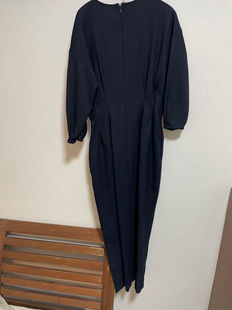 美品VERMEIL イエナ　ienaネイビー パフスリーブ ワンピース