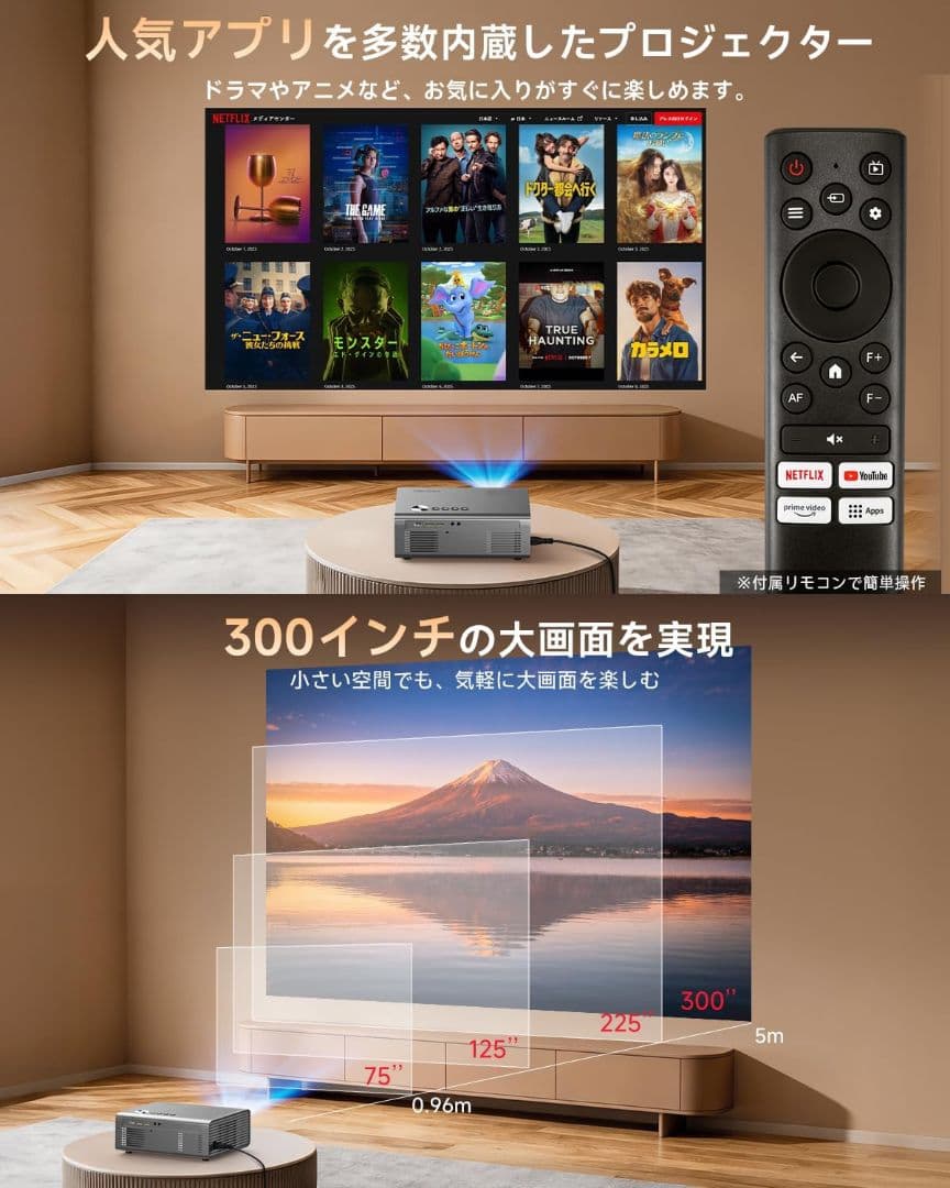 【最安値】プロジェクター　家庭用　Netflix公式専売 iSinbox 4K