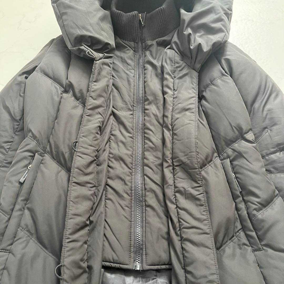 ローレンラルフローレン　ダウンコート　ショールカラー　フード　ロング　黒　M相当