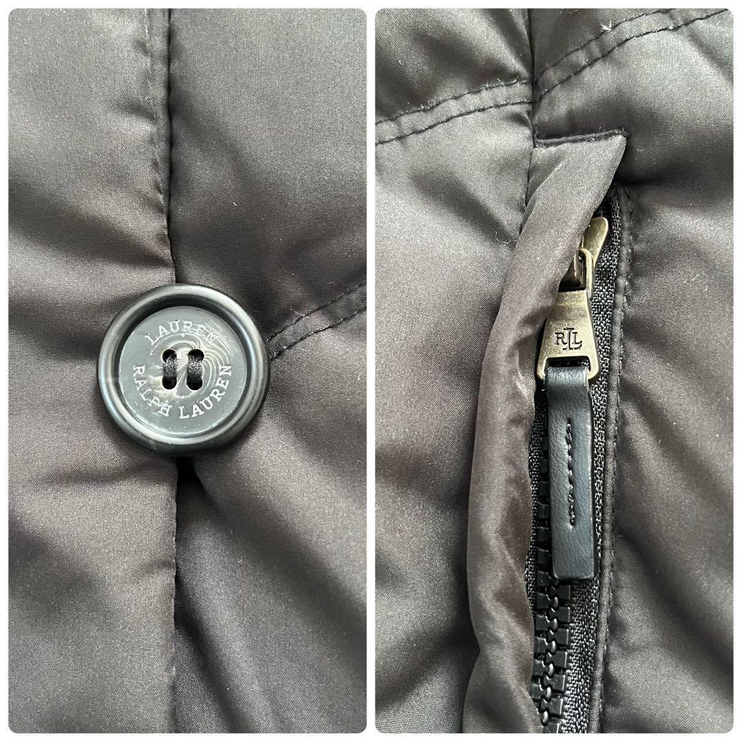 ローレンラルフローレン　ダウンコート　ショールカラー　フード　ロング　黒　M相当