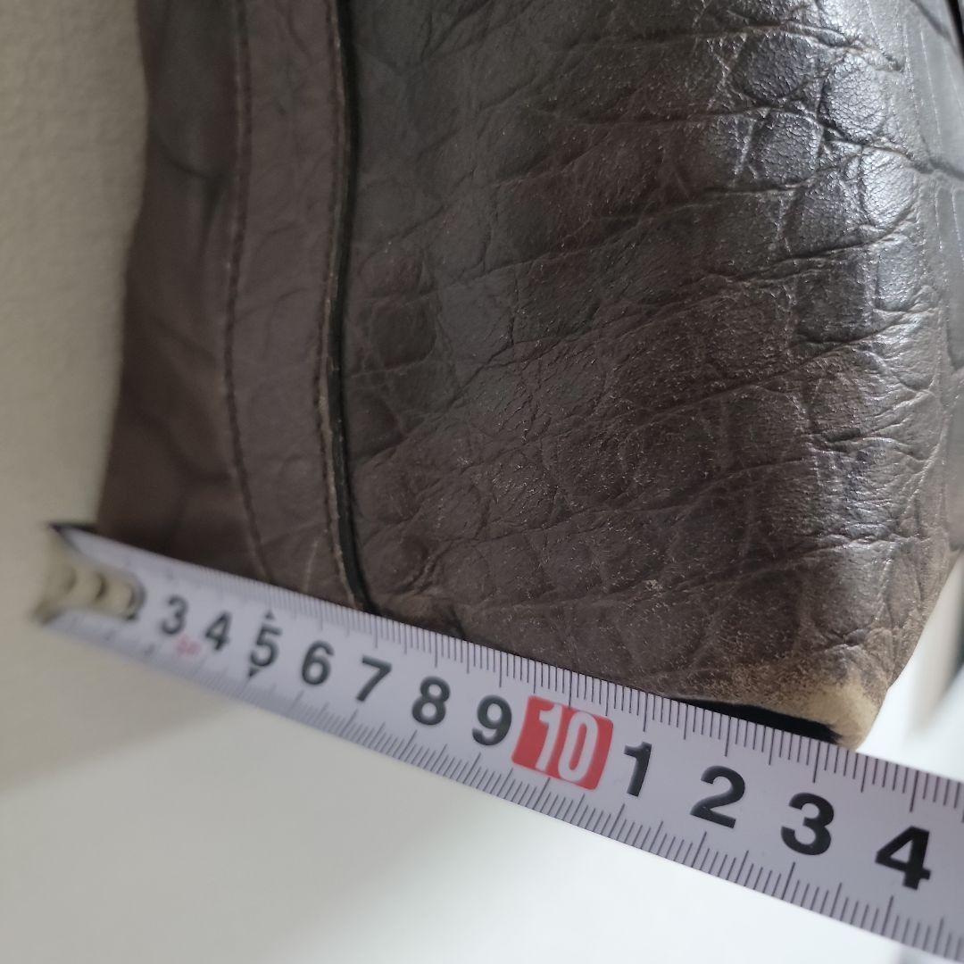 FURLA クロコダイル 型押し レザートートバッグ Fロゴ ブラウン 本革