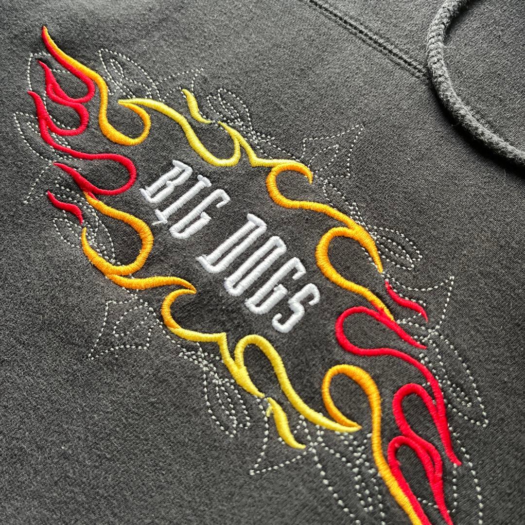 00s　Bigdogs　パーカー　フレイム　ファイヤーパターン　フェード　黒　炎