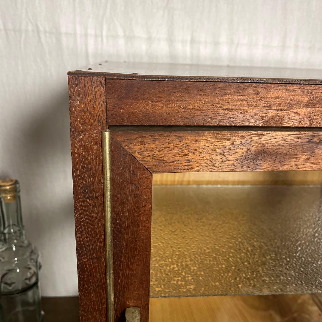 古道具ビンテージ品◾️木製フレーム×3面ガラス ディスプレイケース 飾り棚