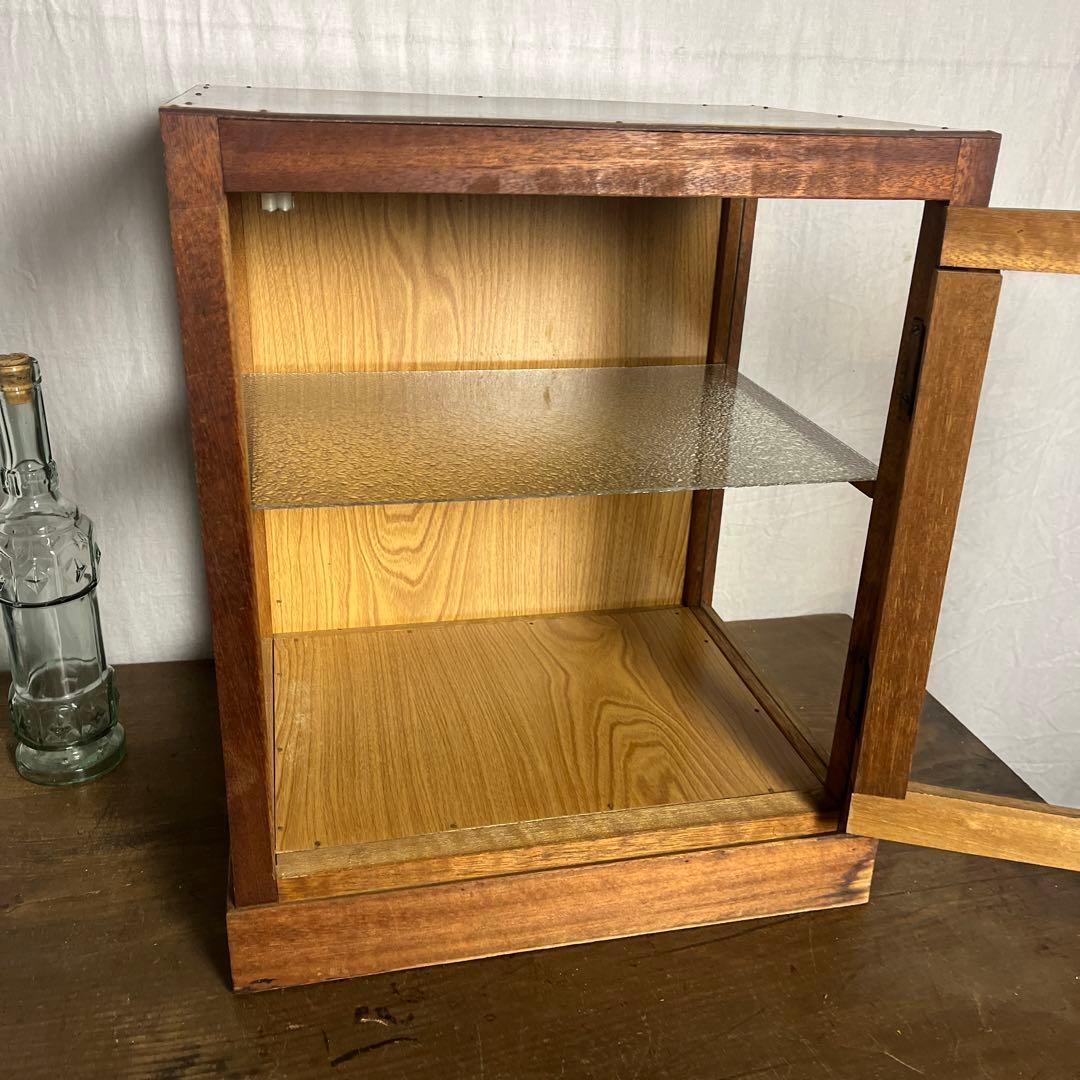 古道具ビンテージ品◾️木製フレーム×3面ガラス ディスプレイケース 飾り棚