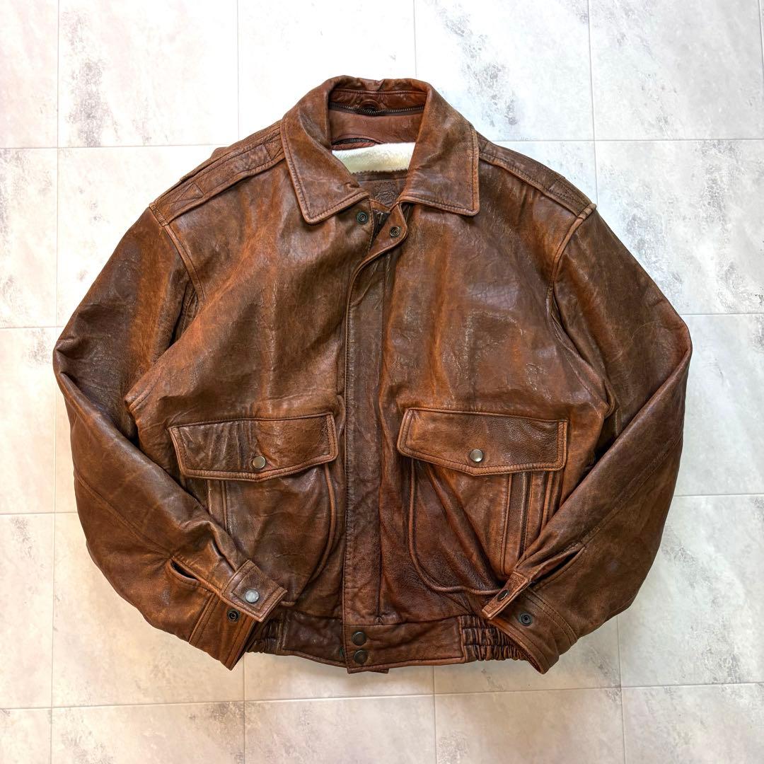 【Vintage】A-2 ラムレザージャケット フライトジャケット 短丈 L