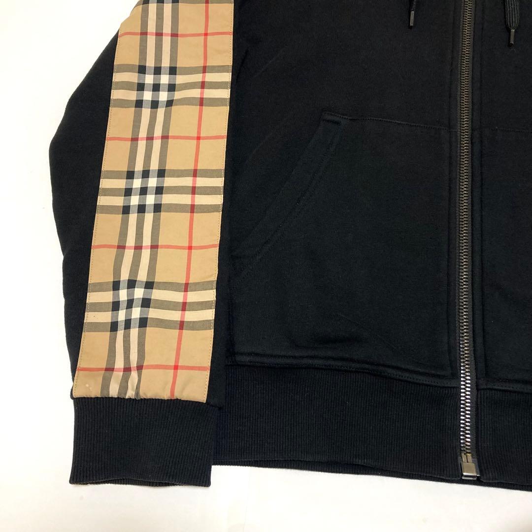 美品 BURBERRY バーバリー ノバチェック ジップパーカー スウェット 黒