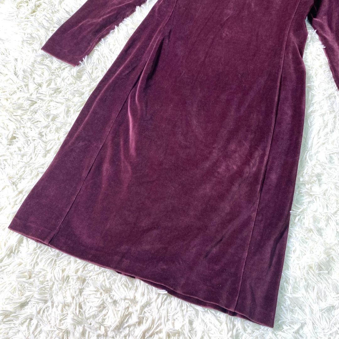 希少 GUCCI グッチ ロゴ刺繍 ロング ワンピース ベロア ベルベット