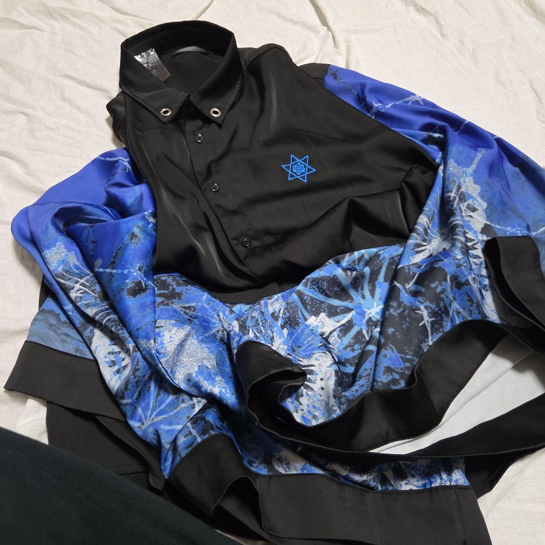 サイコネーション 蝶振袖 和洋折衷シャツ 46 黒 青 地雷 サブカル