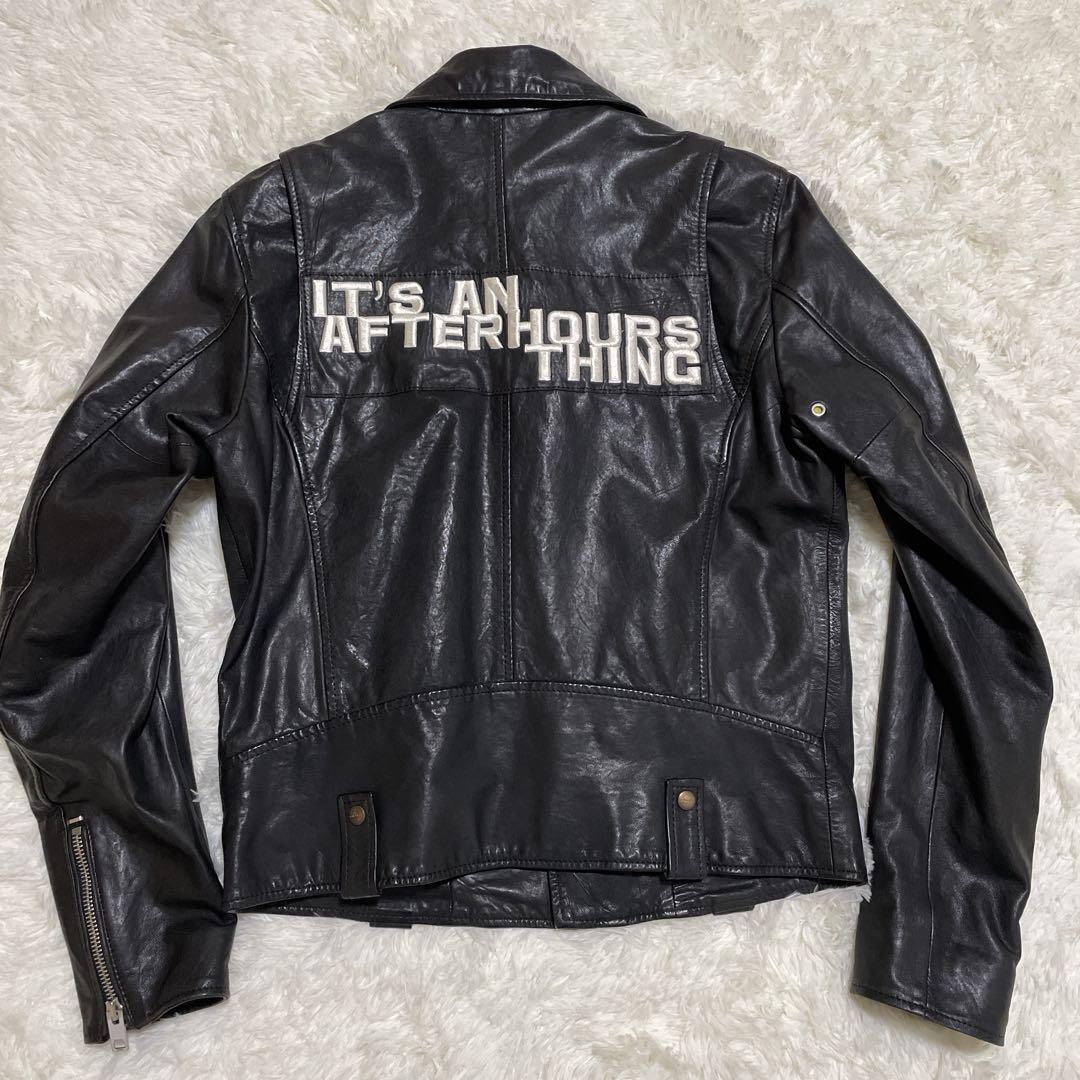 DIESEL ライダースジャケット　ダブル　羊革　黒　インポート　XL 背中刺繍