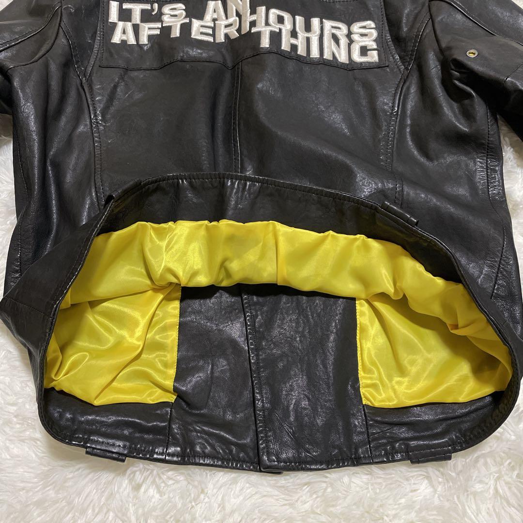 DIESEL ライダースジャケット　ダブル　羊革　黒　インポート　XL 背中刺繍