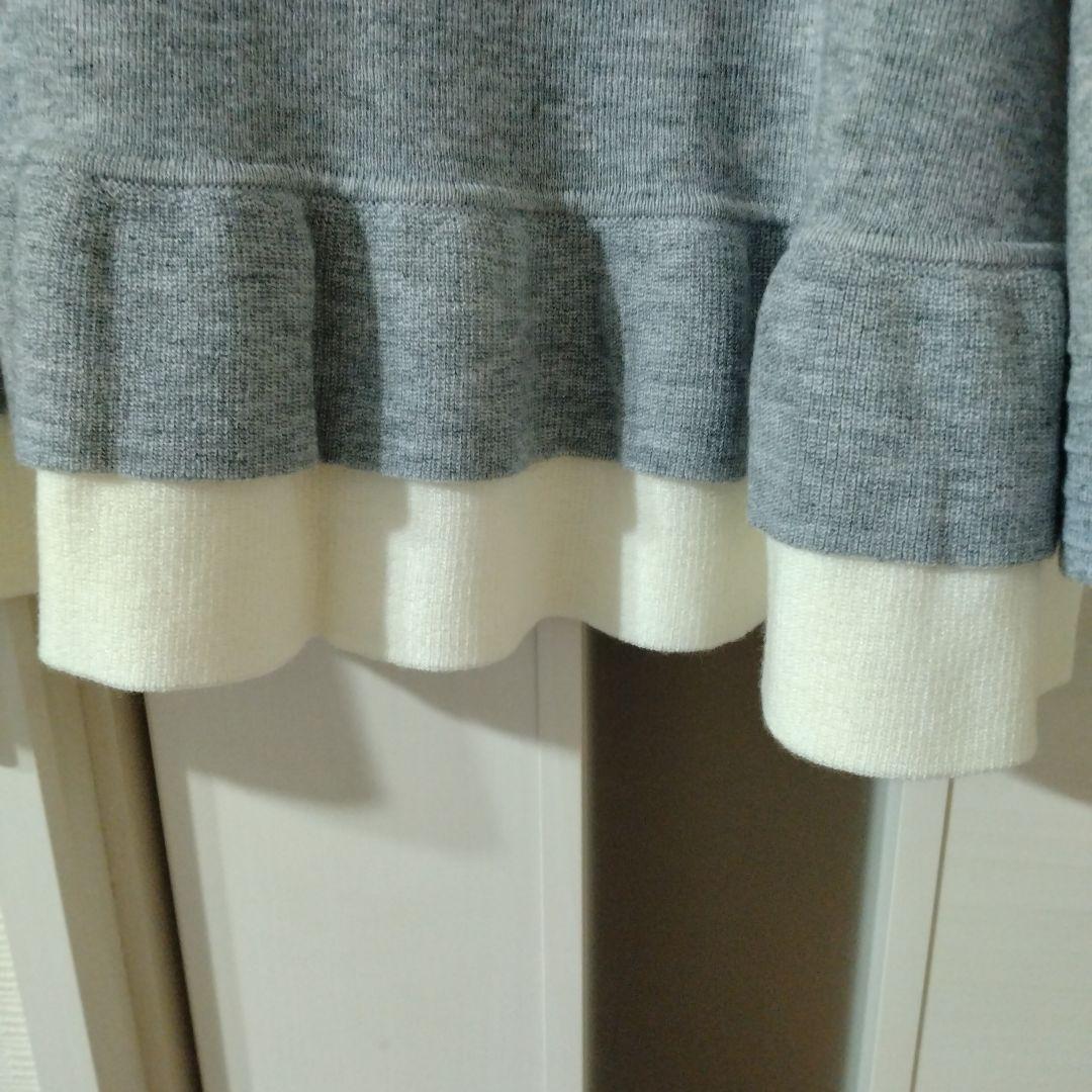 【新品】スーパービューティー袖レースモチーフ×配色2重フリルセーター44