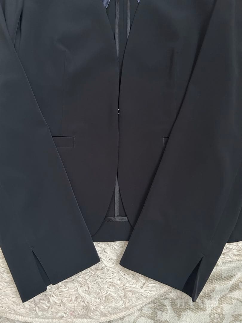 極美品 自由区 ジユウク 洗える セットアップ パンツ スーツ ノーカラー 黒