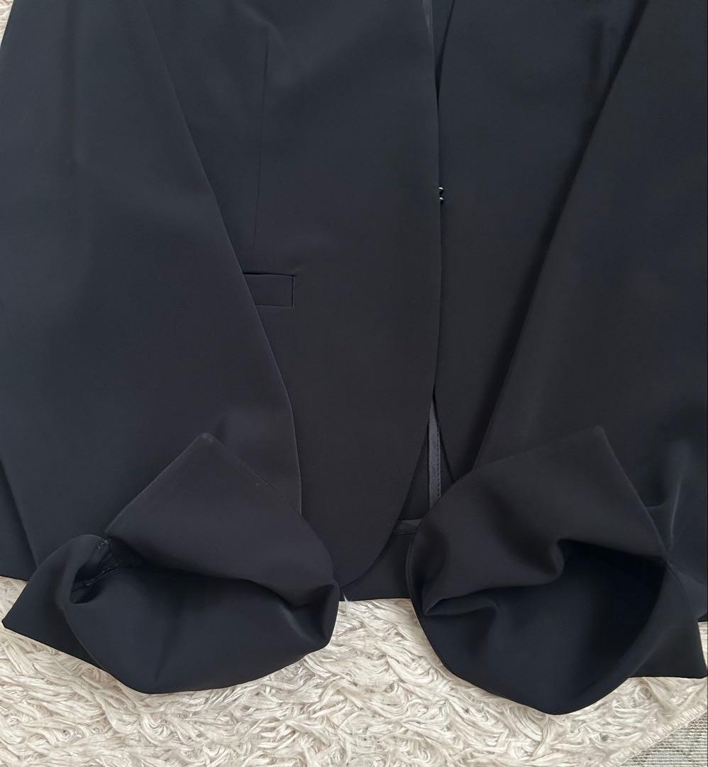 極美品 自由区 ジユウク 洗える セットアップ パンツ スーツ ノーカラー 黒