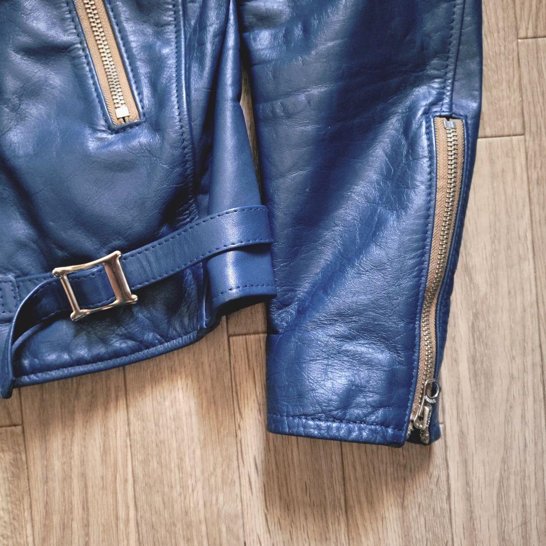 希少 SEVESKIG 一点物 ブルー ライダース ダブル 裏地総柄 L