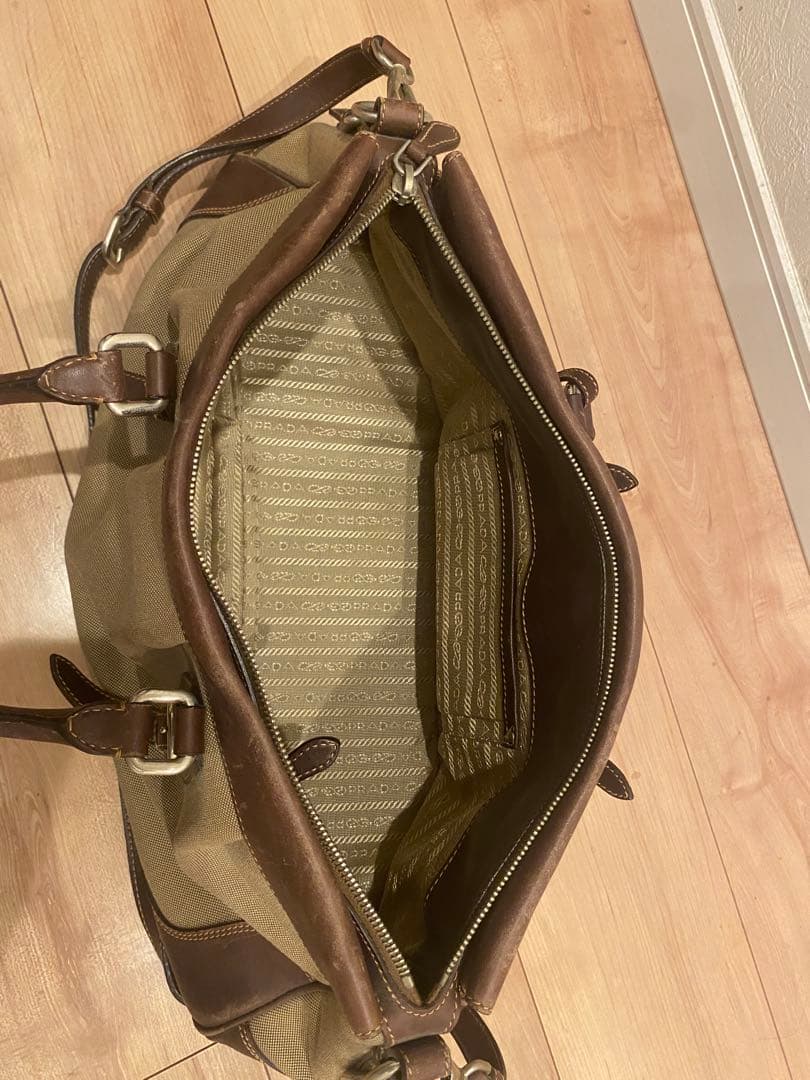 PRADA ボストンバッグ ベージュ/ブラウン