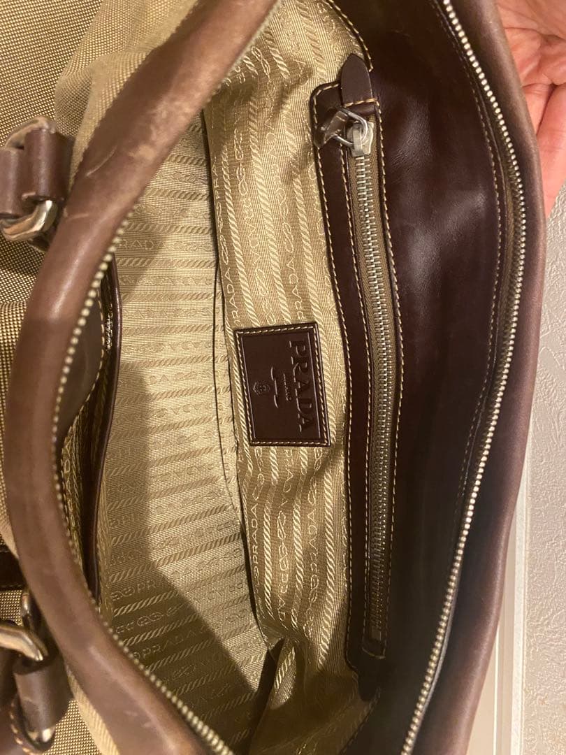 PRADA ボストンバッグ ベージュ/ブラウン
