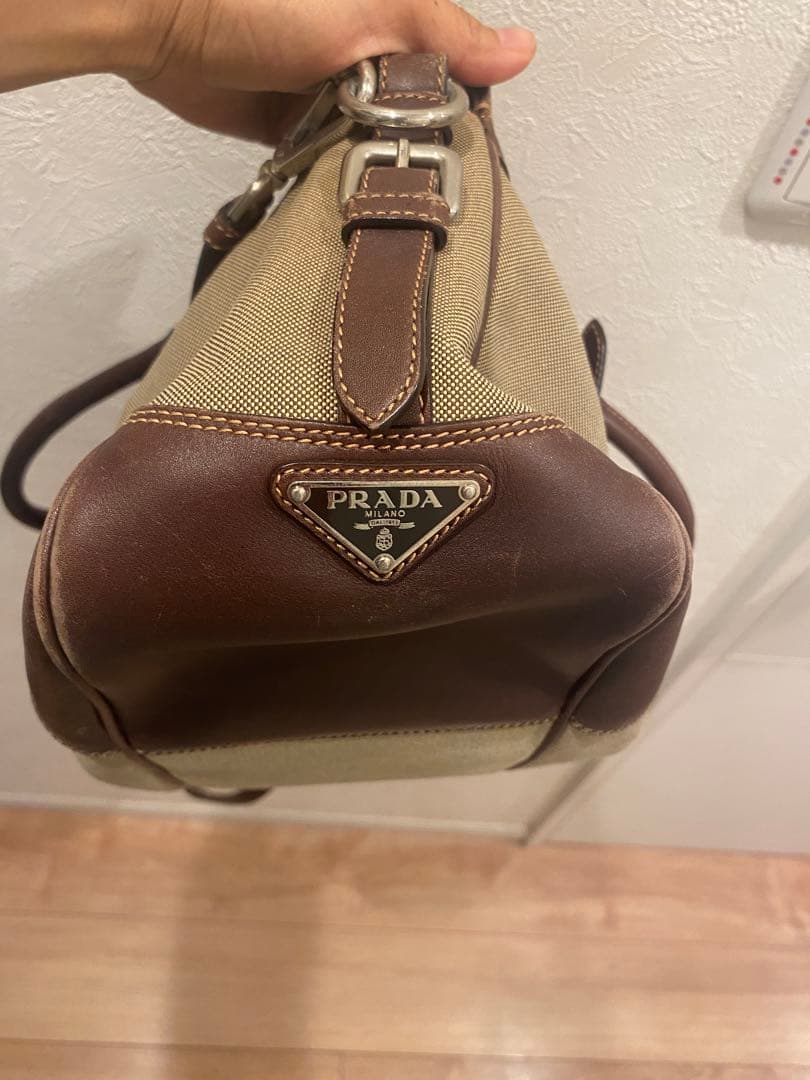 PRADA ボストンバッグ ベージュ/ブラウン