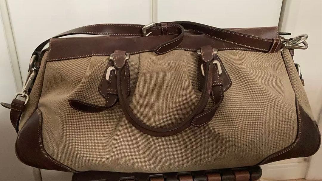 PRADA ボストンバッグ ベージュ/ブラウン