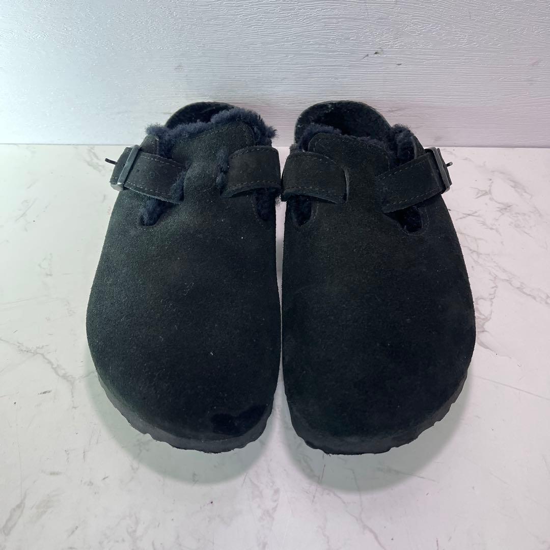 とこ【美品】ビルケンシュトック ボストン ボア付き 黒 39 25cm