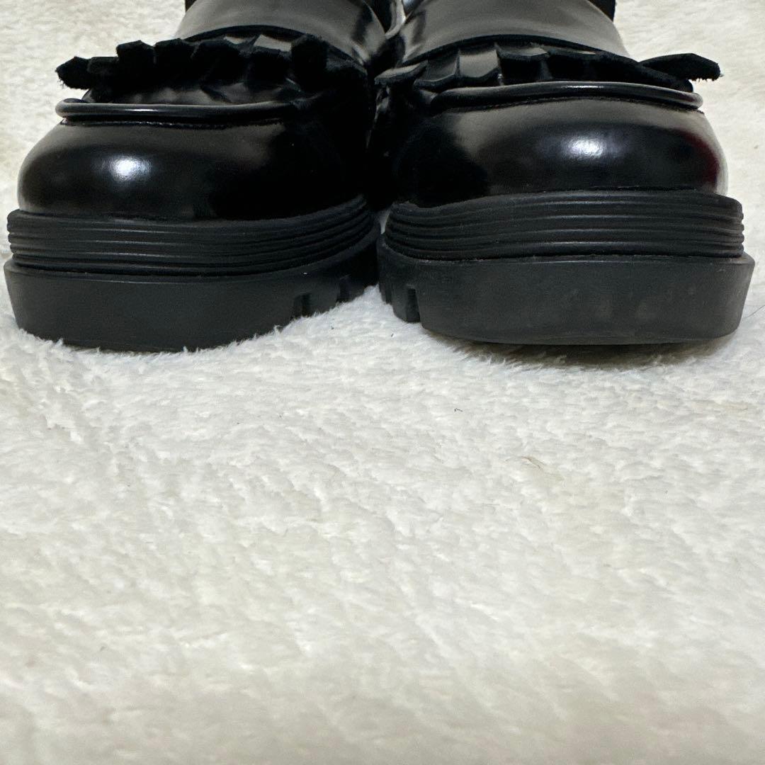 アシックス　ランウォーク　ローファー　24cm　フリンジ　レディース　EE 黒