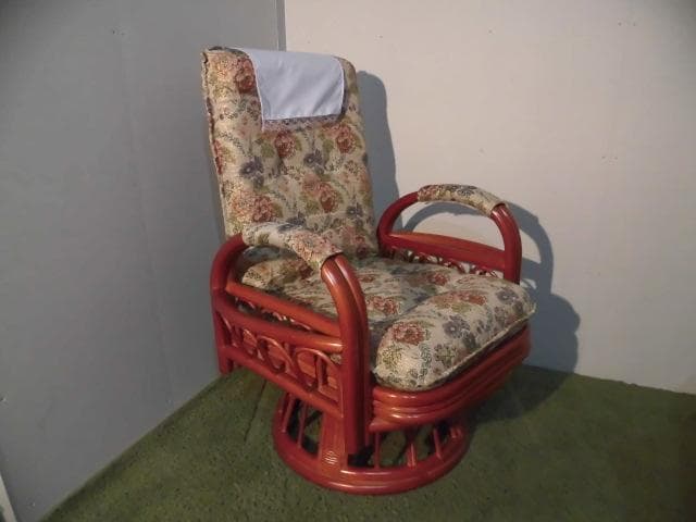 【全国一律送料無料】高級ラタンギア式リクライニング回転座椅子【ハイタイプ】