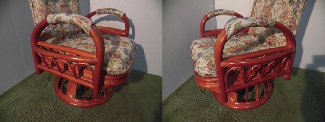 【全国一律送料無料】高級ラタンギア式リクライニング回転座椅子【ハイタイプ】