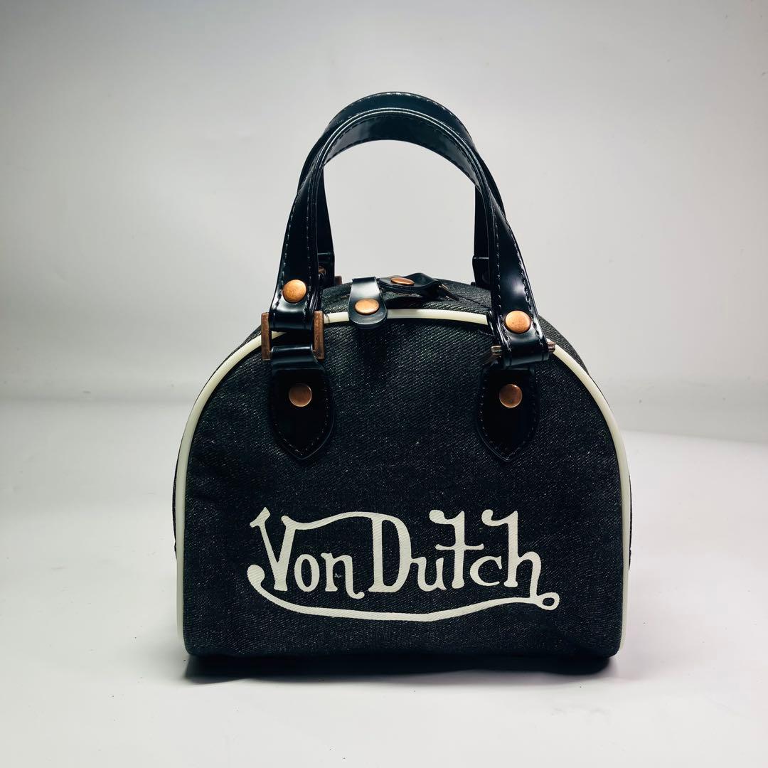 美品　Von Dutchボンダッチキャバス生地　ハンドバッグ　ミニボストンバッグ