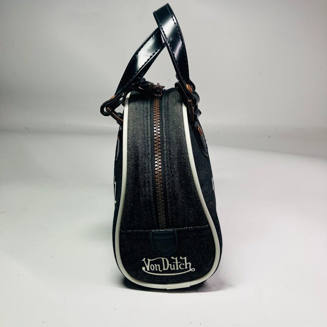 美品　Von Dutchボンダッチキャバス生地　ハンドバッグ　ミニボストンバッグ