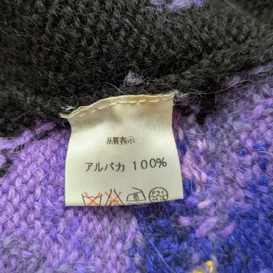 アルパカ １００％ 花柄 ジャケット ニット Ｍ～Ｌ相当