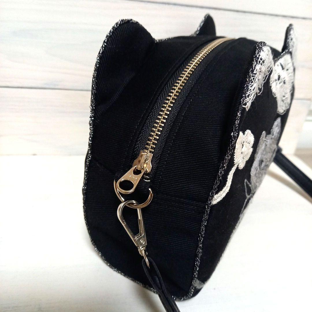 専用になります。　　クロッチくん猫フェイス型ファスナーバック*　ハンドメイド