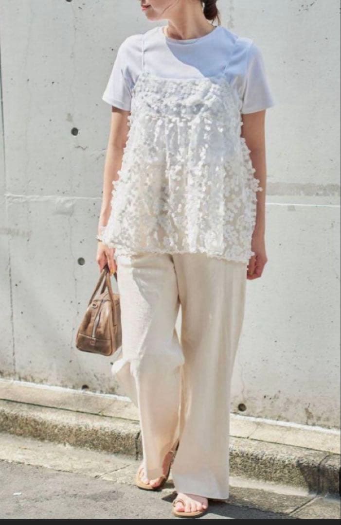 IENA フラワーエンブロイダリー キャミソール