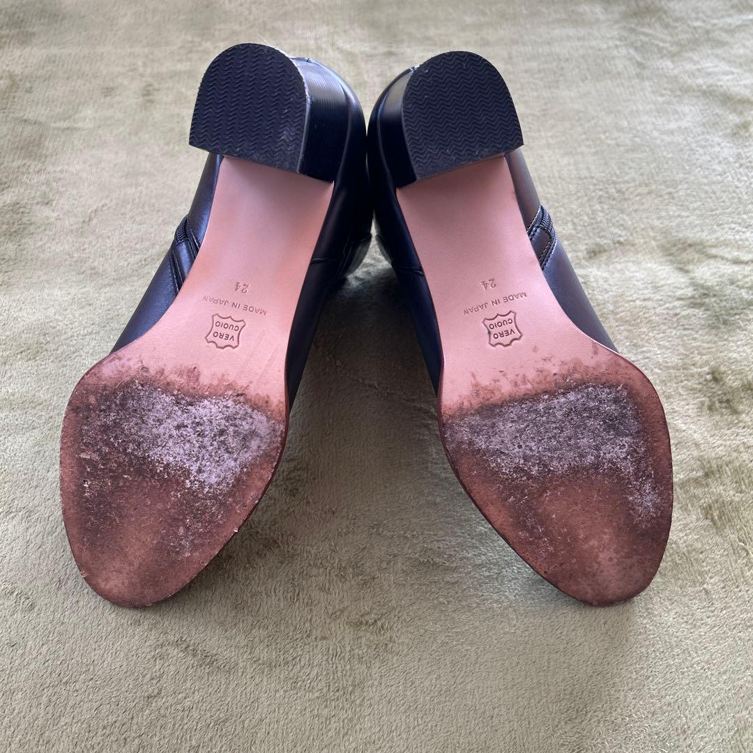 ファクトリエ　レザーショートブーツ 黒