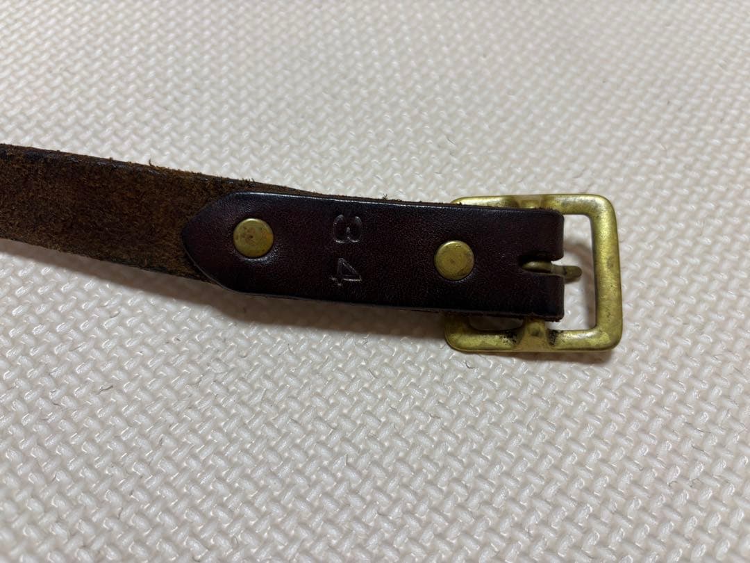 HTC 2連 スタッズナローベルト 34インチ ブラウン×ゴールド