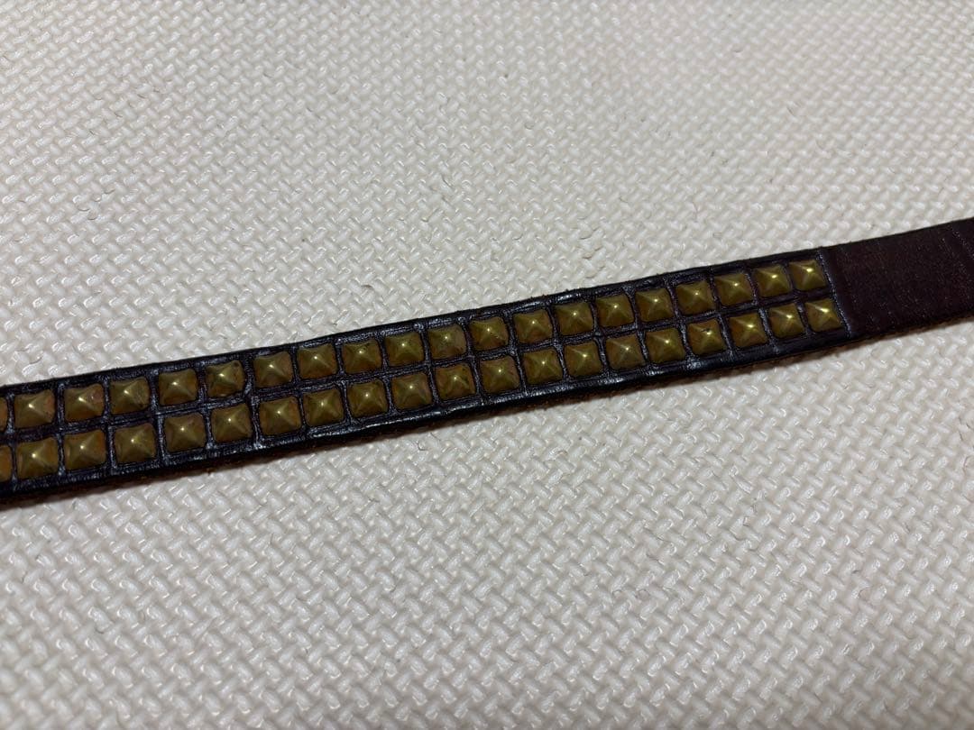 HTC 2連 スタッズナローベルト 34インチ ブラウン×ゴールド