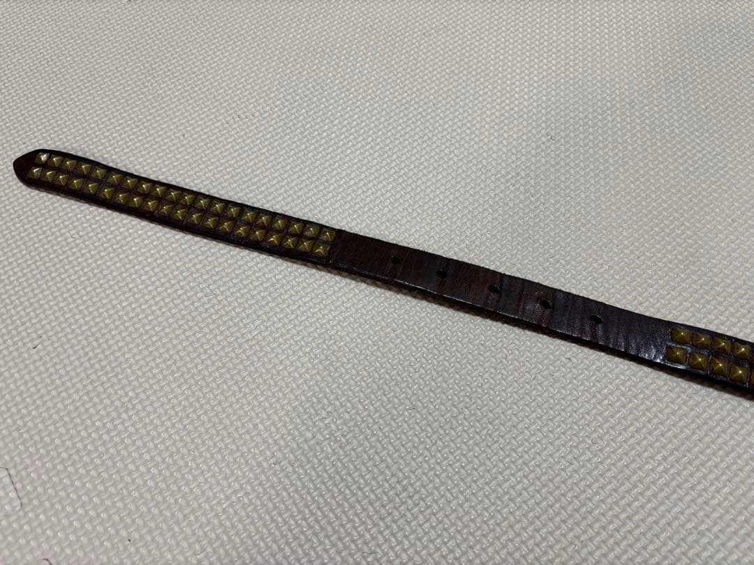 HTC 2連 スタッズナローベルト 34インチ ブラウン×ゴールド